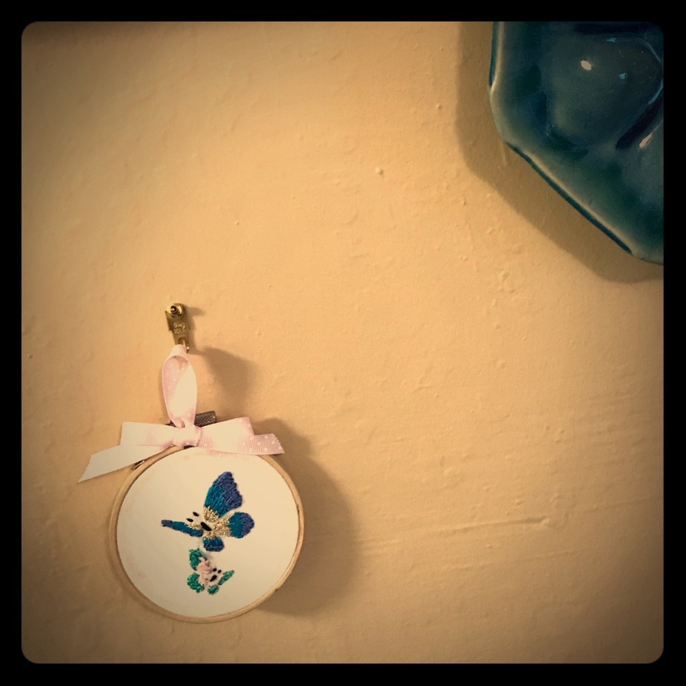 Butterfly embroidery wall art